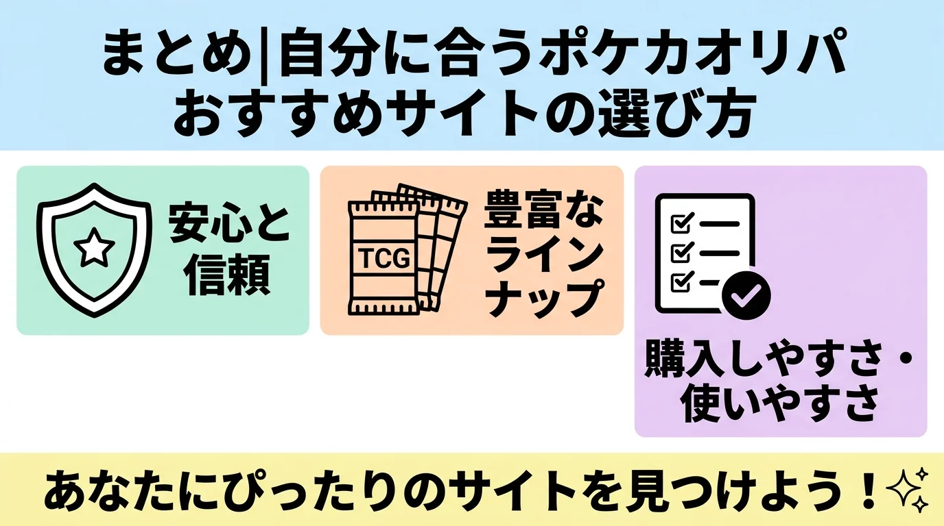 まとめ|自分に合うポケカオリパおすすめサイトの選び方